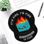 ITNRSIIET Ergonomic Mouse Pad with Gel Wrist Support Small Wrist Rest Smooth Surface Non-Slip PU Base Comfortable Office Supplies Pain Relief, 8.7 x 7.2 inches, Cute Dumpster