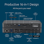 Kensington SD5910T DisplayLink Docking Station Thunderbolt 4, Quad 4K for MacBook Pro/Air M1/M2/M3/M4 with Pro and Max Chipsets, 100W PD, HDMI/DP/TB4, SD/Micro SD Card Slots (K35233NA)