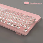 MageGee Typewriter Mechanical Gaming Keyboard, Retro Punk Pink Round Keycaps, 104 Keys LED White Backlit Wired Keyboards for Laptop MAC PC Gamer, with Magnetic Wrist Rest, Blue Switch