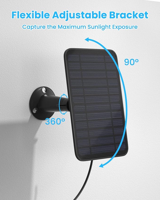 5W Solar Panel for Blink Camera Outdoor, Solar Panel Charger Compatible with Blink Outdoor 4 (4th Gen) Camera, Solar Panel w/Battery for Blink Camera, 9.8ft Cable Rubber Plug IP65 Waterproof, 1 Pack