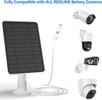 Solar Panel Charger Compatible with Reolink Argus 2E/Eco Ultra/Go PT Plus/Go Plus/Argus 3 Pro/Argus PT, 5W Solar Panels for Reolink Battery Camera, IP65 Waterproof 10ft Cable Secure Wall Mount, 3 Pack