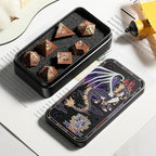 Metal Dice Set DND, DNDND 7 PCS Metallic Flowers D&D Dice with Gorgeous Gift Case for D&D Dungeons and Dragon Tabletop Game (Brown and Cream-Coloured)