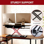 SANODESK 40" Electric Standing Desk Converter， Height Adjustable Riser for Office Home,Dual Monitor and Laptop Workstation with Large Keyboard Tray,Black Color
