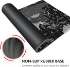 Galdas Gaming Mouse Pad XXL XL Large Long Extended Big Mousepad Non-Slip Rubber Keyboard Desk Pad with Stitched Edges for Laptop Home Office (31.5x11.8x0.08 Inch) … (Black World Map)