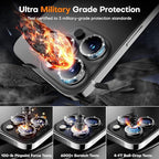 Camera Lens Protector for iPhone 16 Pro Max/16 Pro/15 Pro Max/15 Pro/14 Pro Max/14 Pro, Sapphire Glass Metal Individual Camera Cover Screen, Anti-drop, Case Friendly- Glitter Black Titanium