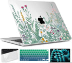 TWOLSKOO for M4 MacBook Air 13.6 inch Case 2025-2022 Release M4 A3240 M3 A3113 M2 A2681, Plastic Hard Shell & Screen Protector & Keyboard Cover & Trackpad Film, Botanical Illustration