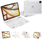 Keyboard Case for iPad 11 inch Pro 4/3/2/1st Gen & 11’’ iPad Air 2025 M3, 2024 M2 & 10.9" iPad Air 5th/4th Gen, 360° Rotating Stand Transparent Protective Cover with Pencil Holder (White)