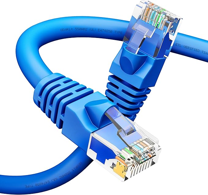 GEARit Cat 6 Ethernet Cable (1-Pack 150 Feet) Cat6 Network Patch, 10Gbps, RJ45, Snagless Cord, Gold-Plated Connectors, Internet for PC, TV, Tablet, Router, Printer, Servers, IT Data Center - Blue