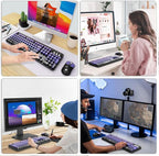 Wireless Keyboard and Mouse Combo, 104 Round Keys Cute Colorful Keyboard and Mouse with Retro Typewriter for PC/Mac/Laptop/Tablet/Computer/Windows Black Purple