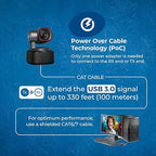OREI USB 3.2 Over Ethernet HDbaseT Cat6 Extender LAN Upto 330 Feet - Extends 4 Ports USB-A Signal Over LAN Ethernet - Power Over Cable for Long Distance Extension Supports All Operating System