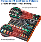 Depusheng TG8 professional dj audio mixer 8 channel input and dual group output with 99-bit dps reverb chip bluetooth usb recording and mp3 playback suitable for stage, bar, recording studio