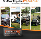 48V 100Ah Lithium Golf Cart Battery Group 8D with Bluetooth, Built-in 200A BMS 15000+ Deep Cycle LiFePO4 Battery with Low-Temp Protection for Golf Carts, RV, Off-Grid, Trailers & Marine