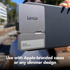 Lexar 1TB Professional Go Portable SSD w/Hub, Supports Apple 4K 60fps ProRes, Up to 1050MB/s, USB 3.2 Gen 2, Rugged, IP65, Ultracompact, Compatible w/iPhone 15/16, External SSD (LSL400S001T-RNSNU)