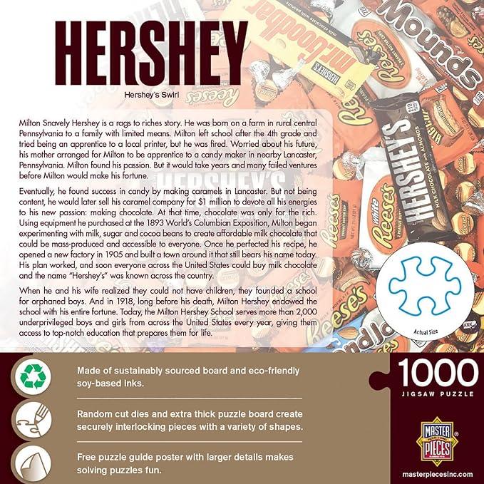 MasterPieces 1000 Piece Jigsaw Puzzle for Adults, Family, Or Youth - Hershey's Swirl - 19.25"x26.75"
