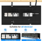 Under Desk Cable Management Tray, 40-inch No-Drill Cord Organizer with Anti-Sag Reinforced Base, Fabric Wire Management Hider for Standing Desk, Office & Gaming Accessories - Black