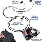 LUDOS OMNITONE Wired Earbuds in-Ear Headphones, 5 Year Warranty, Earphones with Microphone, 3.5 mm Jack Corded Ear Buds, Videoconference for iPhone, Samsung, Computer, Laptop, Kids, School Students