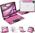 Keyboard Case for 12.9 inch iPad Pro 6/5/4/3rd Gen & 13 inch iPad Air (2025 M3, 2024 M2) Wireless Keyboard with Trackpad 7 Color Backlit, Transparent Protective Cover with Pencil Holder (Pink)