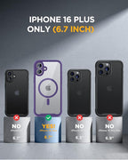Miracase Magnetic for iPhone 16 Plus Case Full-Body Phone with Built-in Glass Screen Protector, [Compatible with MagSafe] Military Drop Proof 16 Plus Cover 6.7 inch, Purple