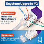 Everest 45° Angled RJ45 Cat6A Keystone Jacks 50-Pack in Purple - Slim Profile Female RJ45 Connectors - Cat 6A Keystone Jack - Compatible with 45° Angled Speed Termination Tool - 45Term (B0BL3GS7ZY)