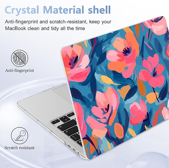 for MacBook Pro 16 inch Case 2019 2020 Release Model A2141, Plastic Hard Shell Cover with Keyboard Cover & Screen Protector for MacBook Pro 16 inch with Touch Bar & Touch ID, Flowers Print