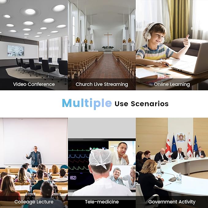 PTZ Camera HDMI/USB 10X Optical Zoom 60fps 1080P Video Conference Camera for Church Worship Live Streaming Meeting Online Learn with Zoom YouTube OBS and More