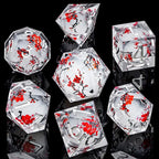 ARUOHHA DND Resin Dice Plum Blossom Liquid Core White Sharp Edge Dragons Polyhedral Dice Set with Gift Box, Compatible with D&D Role Playing Game Dungeons D and D Dice Set D20 D12 D10 D6