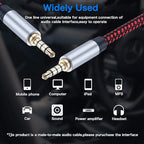 Male to Male Audio Cable 12Ft, 90 Degree TRRS 3.5mm 4 Pole Nylon Braided Stereo Auxiliary Cable for Headphones, PS4, Phone, Tablets, Headset, PC, Laptop and More