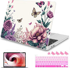 Mektron Designed Case for MacBook Pro 16 Inch A2141 Cover 2019 Release 16" with Liquid Retina Display/Touch ID, Plastic Hard Shell with Keyboard Skin & Screen Protector, Butterfly Flower C077