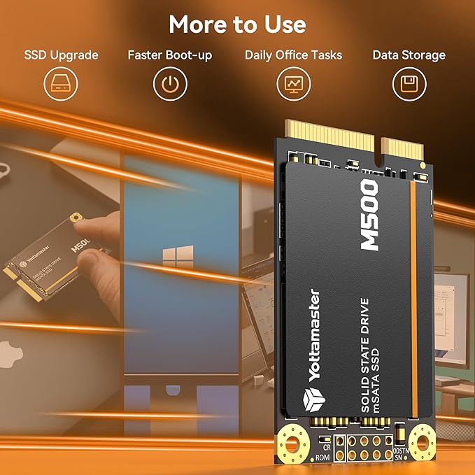 Yottamaster M500 128GB mSATA SSD SATA III 6Gb/s, mSATA Internal Solid State Drive Up to 500MB/s, Mini-SATA with 3D NAND, Compatible with Ultrabooks Desktop PC Laptop, All-in-One PCs, 30x50mm
