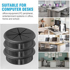 2-3/8" Black Desk Grommet, JTemgle Flexible Cable Grommet Rubber Cable Hole Cover Wire Organizer Caps Desktop Cord Management for Home Office TV Stands Tabletops, 5 Pieces