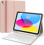 CHESONA Keyboard Case for iPad (A16) 11th/10th Generation (2025/2022), Detachable Wireless Keyboard, Stand Folio Keyboard Cover with Pencil Holder, Thin & Light (Pink)