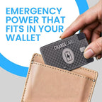 AquaVault ChargeCard – Ultra Slim Emergency Power Bank (2300mAh) – Fits in Wallet – USB-C & Micro-USB – Durable Steel Body – Flight-Safe Pocket Charger for iPhone 16/15/14/13/12, Android - (Black)