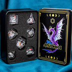 ARUOHHA DND Dice Set Liquid Core Koi Fish Sharp Edged Dragons Dice Compatible with D&D Role Playing Game, RPG Handmade Resin Dungeons Polyhedral D and D Dice Set D20 D12 D10 D8 D6 D4