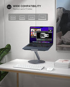 LULULOOK Laptop Stand for Desk 2025, 360 Rotating Adjustable Laptop Riser, Upgraded Foldable Full Aluminum Alloy Computer Stand for MacBook Pro/Air, Dell, HP, Lenovo and Other 10-17inch Laptops