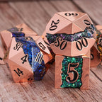 Metal RPG Dice Set,DND Polyhedral Dice Set 7pcs,Metallic Glitter Large Stripe Dice Set for Dungeons and Dragons Role Playing Games