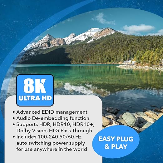 OREI 8K HDMI 2.1 Switch 4K@120hz Switcher 2 in 1 Out, with Audio Extraction 48Gbps Bandwidth, Ideal for Gaming and Streaming (BK-21A)