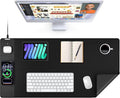 TopMade Mouse Pad with 15W Wireless Charging, XXL Large Leather Desk Mat, Waterproof Gaming Mousepad Home Office Desk Pad Protector, Computer Keyboard Pad, Mouse Mat for for MacBook, PC, Laptop, Black