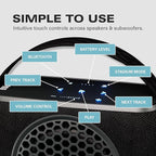 Rocksteady Stadium 2: Two Speakers and One Subwoofer 2.1 Bundle - Immersive, connectible, and up to 150 ft of Range. Up to 30 Hours of Battery Life.
