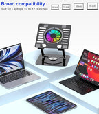 Laptop Stand,with 360°Rotating Base,External Cooling Fan,Adjustable RGB Lighting,Ergonomic Foldable Notebook Computer Holder.Compatible with All 10-17" Laptops Tablets,Black