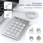 Wired USB C/A Number Pad - Numeric Keypad & Hub with 3 USB2.0 Ports - Portable Slim 18 Key Number Keypad Keyboard for Laptop PC Pad Surface MacBook, Wired Numeric Keypad with Type C & USB Cable 1.6Ft