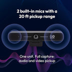 Smart 4K Compact Video Conference Camera – Ultra HD 120° Wide Lens, AI Auto-Framing, Noise-Cancelling Mics, 20ft Pickup, Plug-and-Play USB for All Video Conference Platforms – Small Rooms