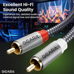 GEARit RCA Cable (15FT) 2RCA Male to 2RCA Male Stereo Audio Cables Shielded Braided RCA Stereo Cable for Home Theater, HDTV, Amplifiers, Hi-Fi Systems, Car Audio, Speakers, 15 Feet
