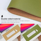 Leather Desk pad Protector, Large Desk mat with Natural Cork & PU Leather,Mouse pad,Non-Slip Office Desk Mat,Waterproof Desk Writing Pad for Office and Home (35in*17in, Olive Green)