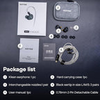 Linsoul Kefine Klean in Ear Monitor,10mm DLC Diaphragm Dynamic Driver HiFi Earphones,Wired Gaming Earbuds,Replaceable Nozzles,Detachable Silver-Plated Cable for Audiophile (with Mic Type-C, Black)