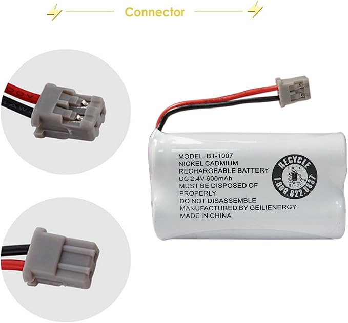 GEILIENERGY BT1007 BT-1007 BBTY0651101 Battery Compatible with BT904 BT-904 BT1015 BBTY0460001 BBTY0510001 BBTY0624001 BBTY0700001 HHR-P506, HHR-P506A Cordless Phone(2-Pack)