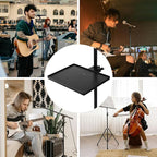 RTNLIT Microphone Music Stand Tray, Adjustable Clamp On Rack Tray Holder with 6.6 Pound Weight Capacity, Universal Mic Stand Tray for Music Sheet, Singing, Stage, Audio Recording (8.7" x 6.5")
