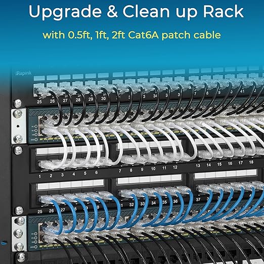 Rapink Patch Cables Cat6/ Cat6a 0.5ft (24 Pack) Slim, Cat6a Ethernet Patch Cable 10G Support, Snagless Cat 6 Patch Cable for Patch Panel to Switch, Flexiable Cat6 Ethernet Cable Purple