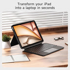 HOU iPad Air 11 Case with Keyboard (M3 2025, M2 2024) Detachable Rotatable Magnetic Full Protection Case, 7-Color Backlight, Touchpad, Elastic Pen Holder for iPad Pro 11 (4th-1st) & Air (5/4th)–Black