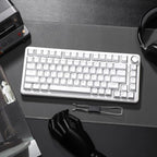 YUNZII B75 Mechanical Keyboard,75% Layout with Knob,Hot Swappable RGB Backlit Gasket Mounted, Creamy Typing, Double-Shot PBT Keycaps,Cherry Profile,for Win/Mac (White, Blue Grey Tactile Switch)