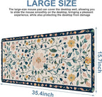 Gaming Desk Pad Large Extra Length Oriental Decorative Mouse Pad Keyboard Laptop Non-Slip Waterproof with Rubber Base Thick Stitched Edge Mouse Mat for Office Home 35.4 x 15.7 Inches